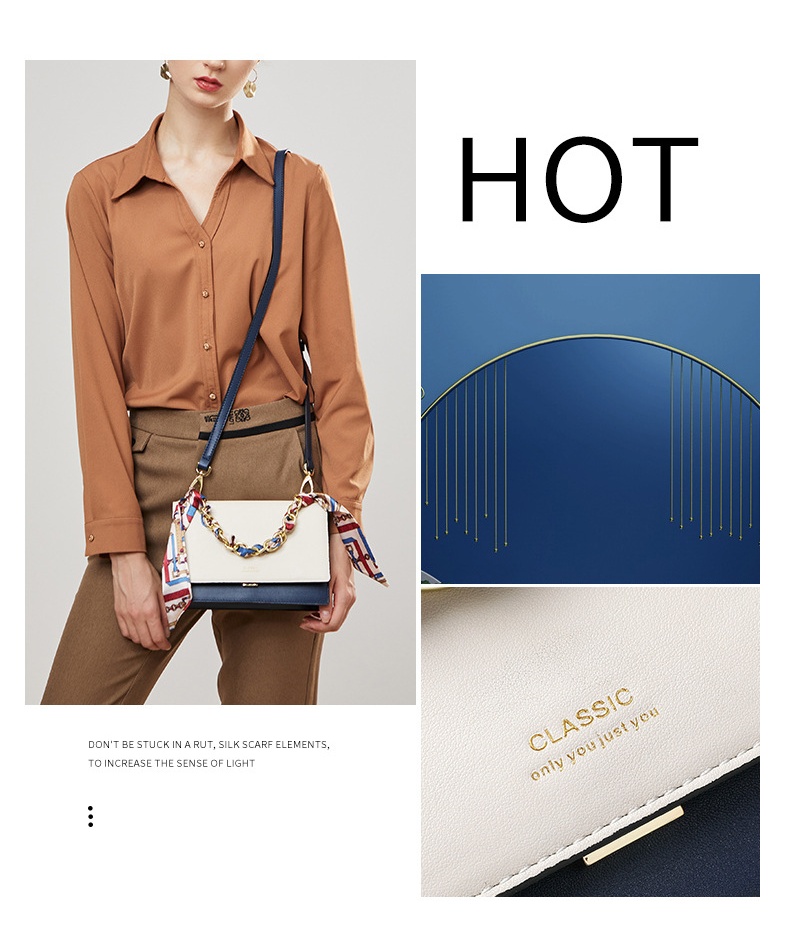 Womens Classic Chain Strap Crossbody Small Square Handbag with Contrast Color